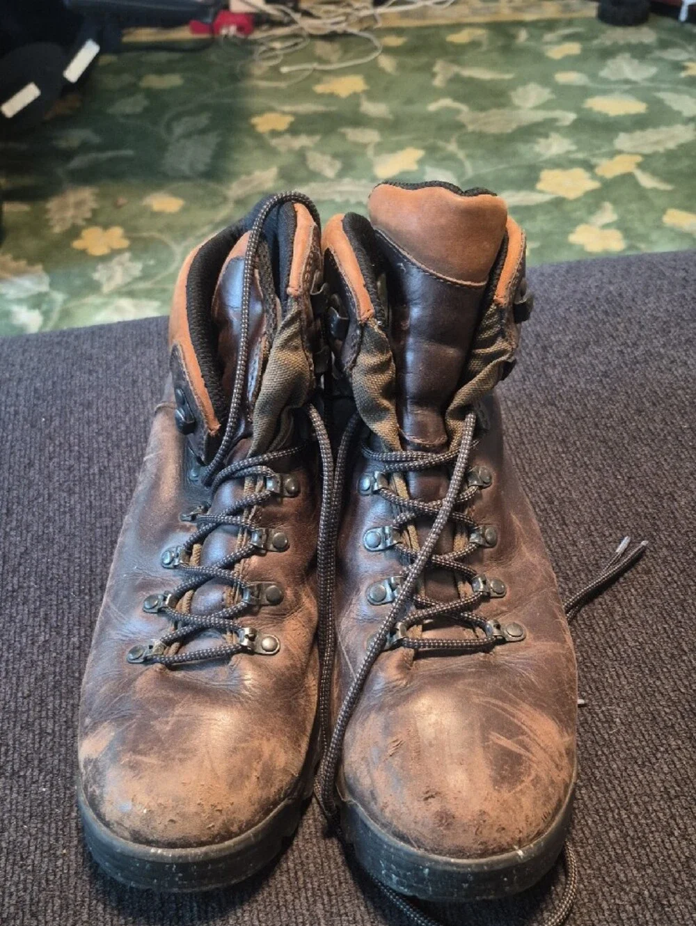 Merrell Brown Leather Ankle Hiking Boots with Tan Collar